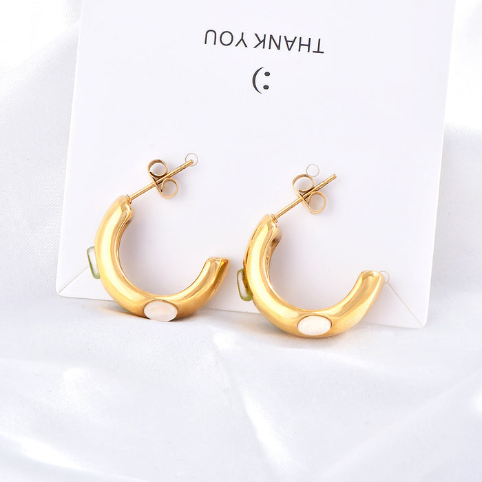Wholesale Turquoise inlaid titanium steel earrings