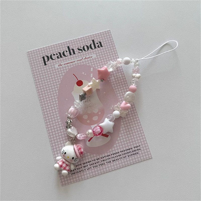 Wholesale Cute 3D Beaded Kitten Phone Charm Keychains