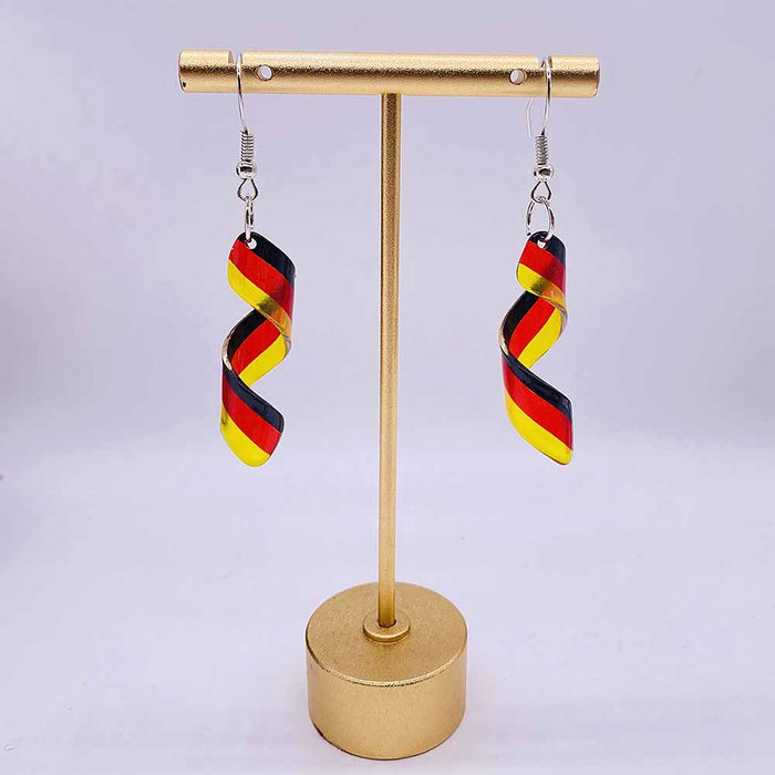 Wholesale Acrylic national flag pattern star element spiral shape necklace and earrings