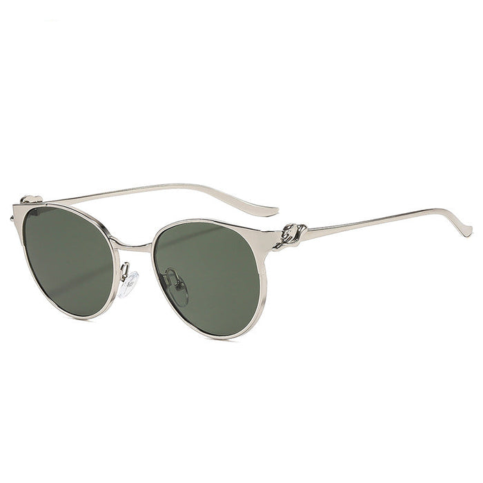 Wholesale Stylish Round Metal Frame Sunglasses for Women Gold Gray Lens UV400 Casual Driving Accessory