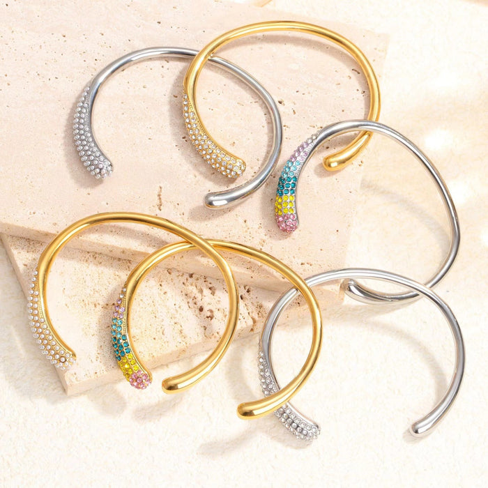 Wholesale Titanium steel bracelet with gold plating and full diamond, high-end and fashionable stainless steel