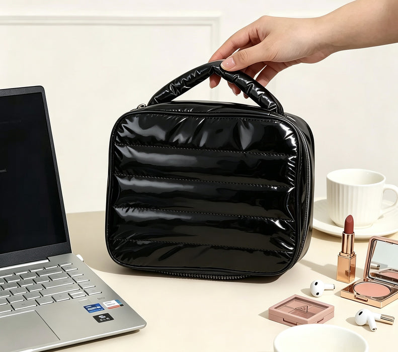 Wholesale Quilted Light Pink Women S Makeup Bag Large Capacity Travel Toiletry Organizer Home Storage Chic
