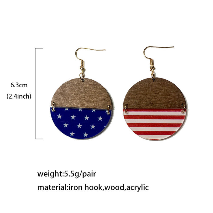 Wholesale Flag Earrings Independence Day Acrylic Wood ing Earrings