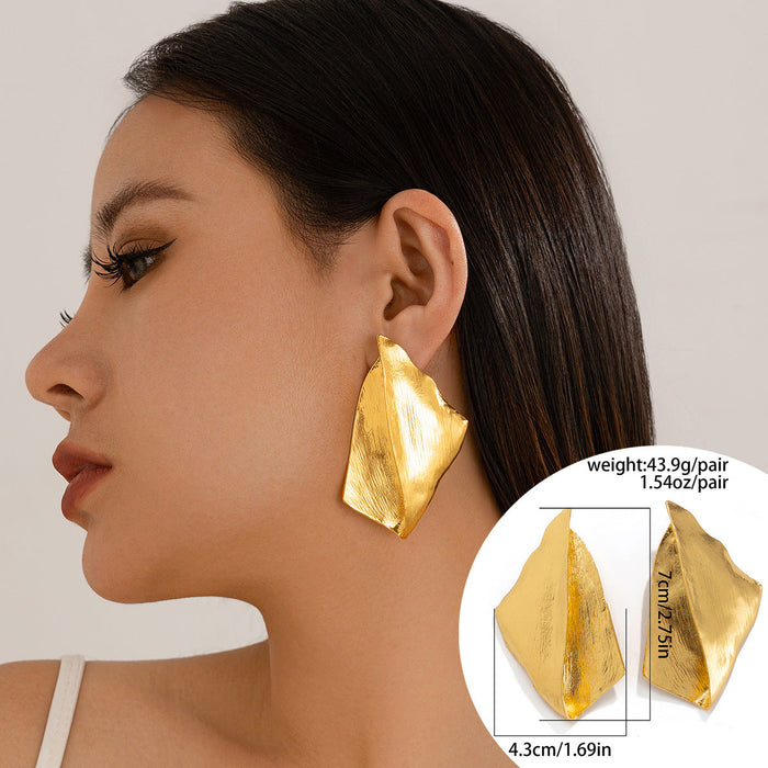 Wholesale Wrinkled metal earrings,  exaggerated irregular earrings,  business teardrop earrings