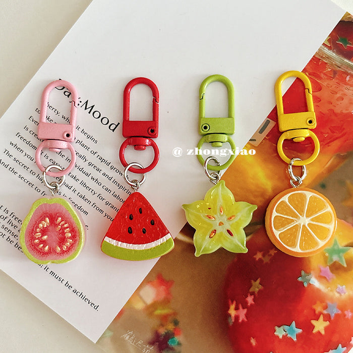 Wholesale Fresh Watermelon Slice Keychain Bag Charm Resin Pendant Chic Decorative Accessory For Bags Keys And Gift Giving