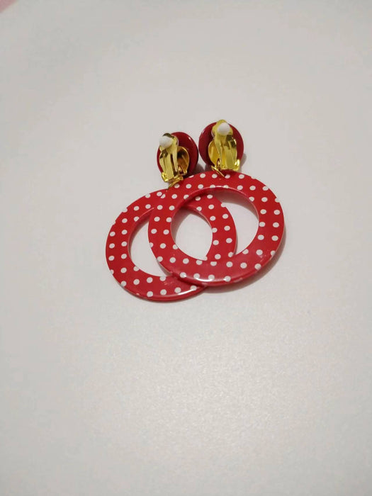 Wholesale Personalized retro red exaggerated circle earrings ear clip
