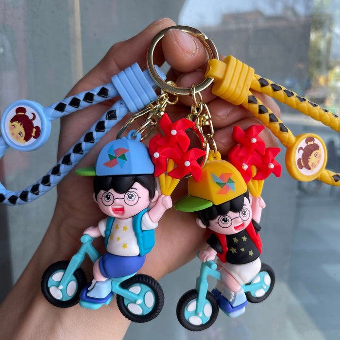 Wholesale Windmill couple keychain cute doll car keychain student backpack pendant couple small gift wholesale