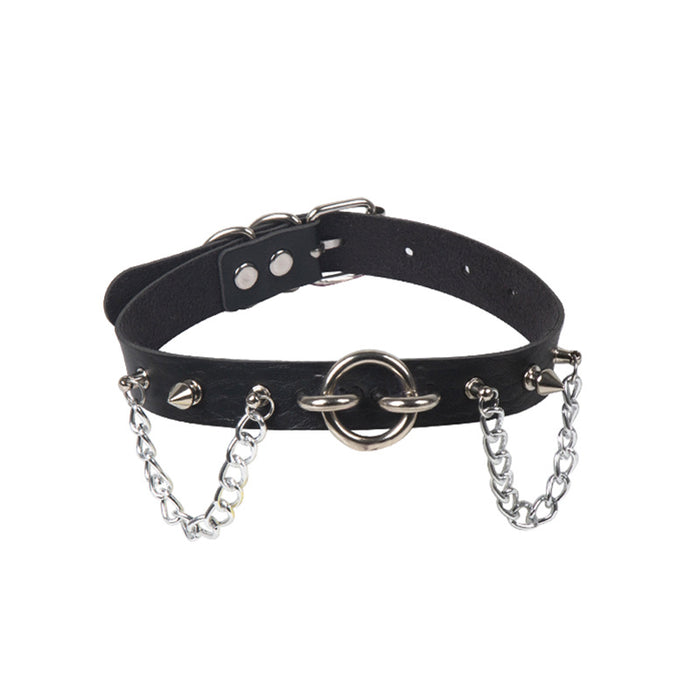 Wholesale Personalized chain PU collar punk style leather collar necklace clavicle chain
