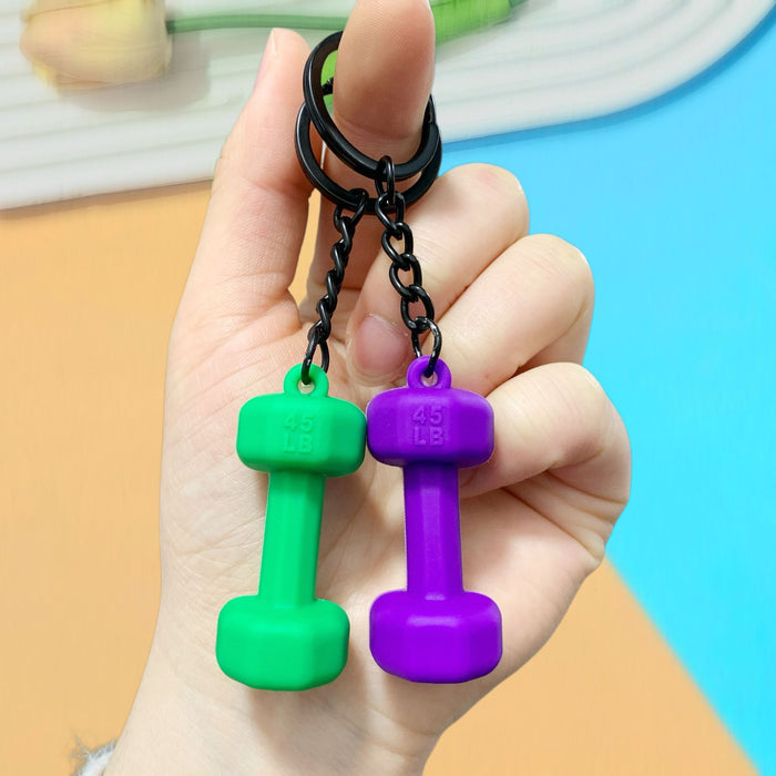 Wholesale Soft Rubber Dumbbell High-Value Sports Fitness Keychain