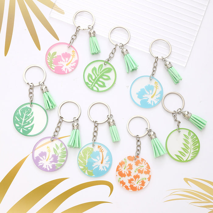 Wholesale Acrylic Flowers and Leaves Keychain JDC-KC-YiTian011