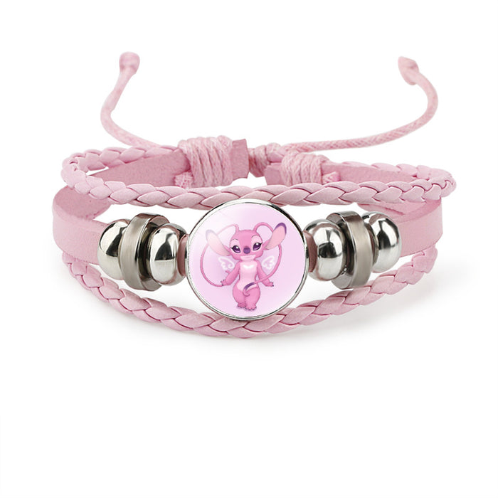 Wholesale Time Gemstone Pink Multi-layered Cowhide Bracelet JDC-BT-DMu001