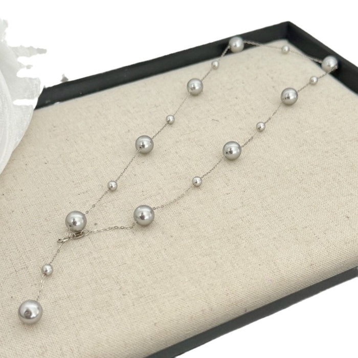 Wholesale Pearl necklace, silver light luxury collarbone chain, simple necklace