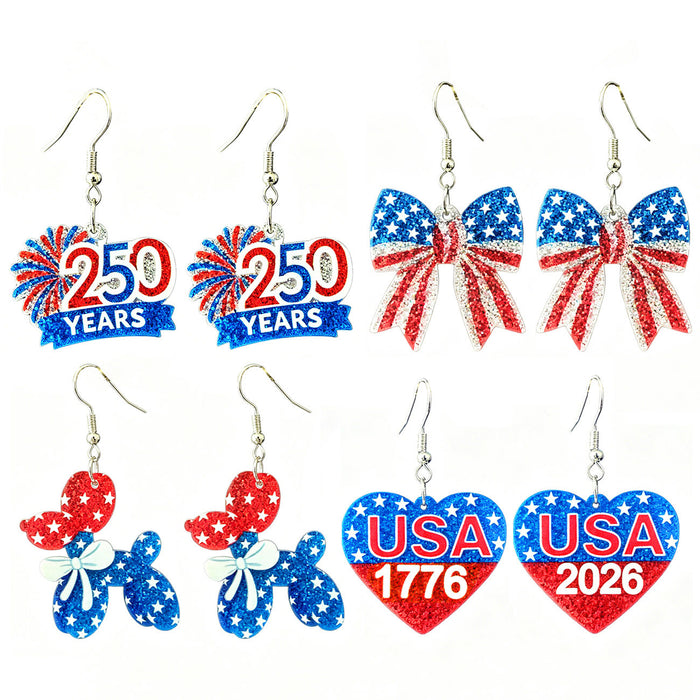 Wholesale 2pcs Independence Celebration Earrings with Bow and Heart