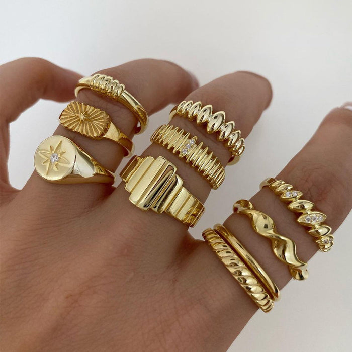 Wholesale New Joint Ring Set with Octagonal Star and Diamond Set of 10 Pieces