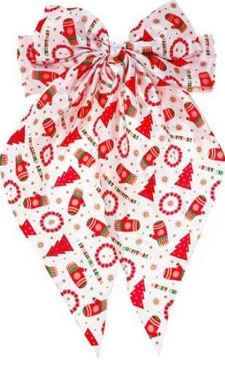 Wholesale Colorful snowflake and elk print bow spring clip crutch glove pattern hairpin Christmas headdress