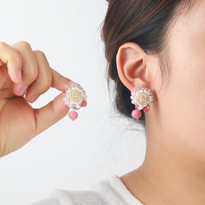 Wholesale Handwoven purple floral earrings