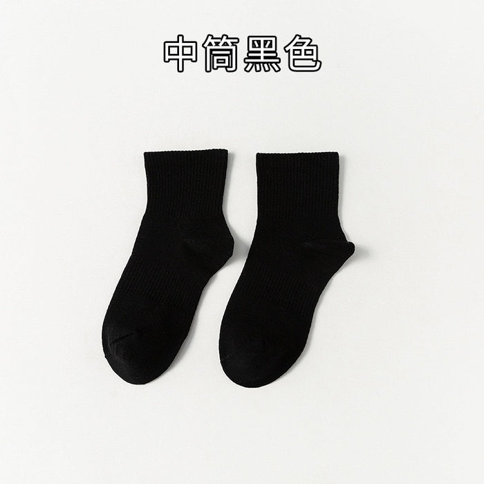 Wholesale Black socks, mid length socks, white sports socks, cotton socks