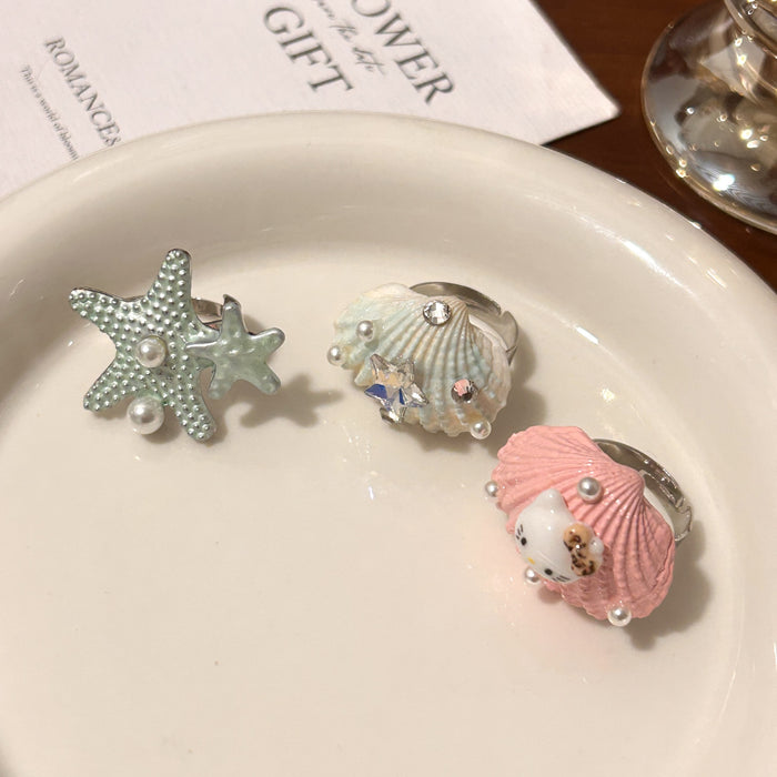 Wholesale Cute Shell Conch Star Ring for Women, niche design, index finger ring, new personalized and versatile bracelet