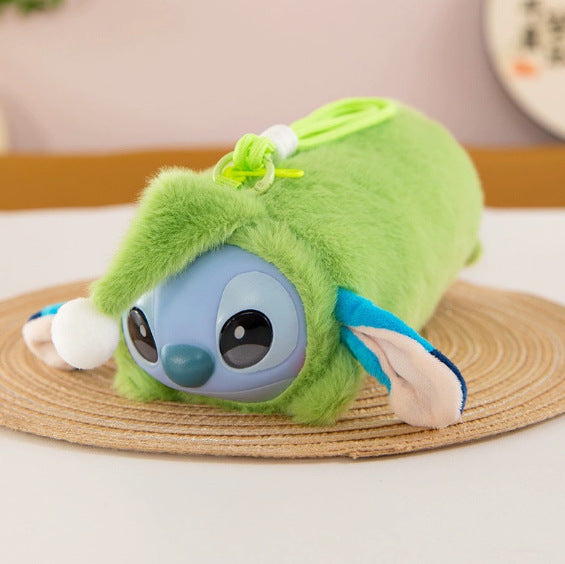 Wholesale Short Plush Cat Head Pencil Case Cartoon Design MOQ≥2