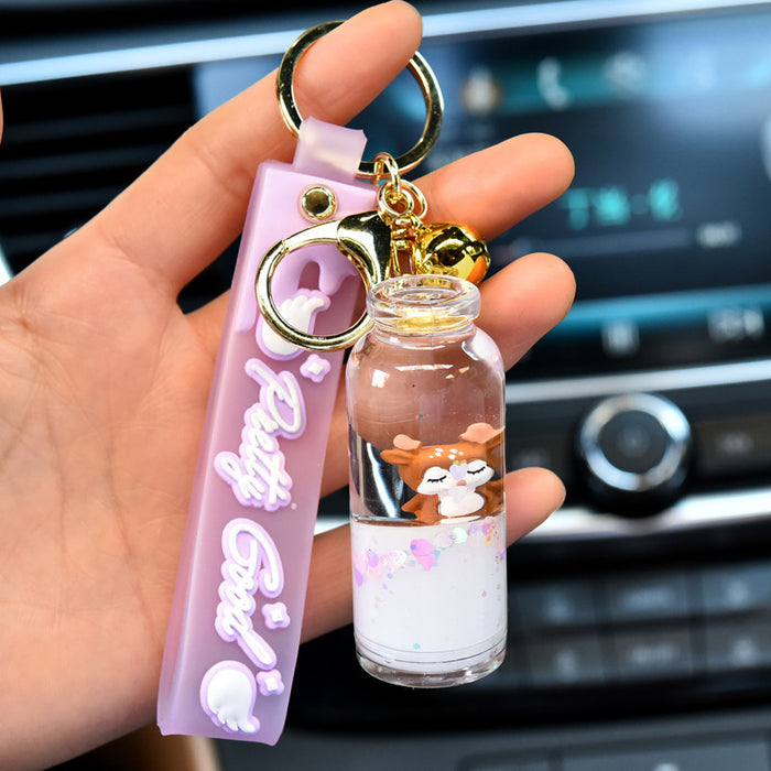 Wholesale Acrylic Floating Milk Bottle Elk Liquid Keychain JDC-KC-YanG060