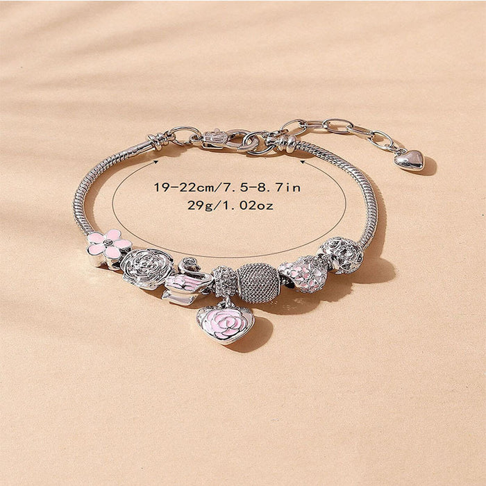 Wholesale Heart Shape Petal Oil Drop Alloy Swan Accessories Bracelet JDC-BT-ShenYuan004