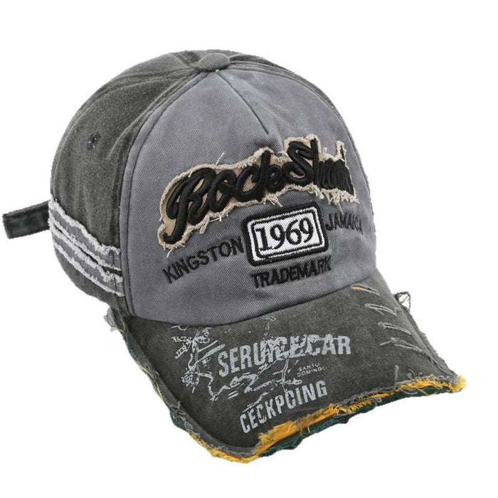 Wholesale Vintage Washed Distressed Letter Embroidered Ripped Baseball Cap