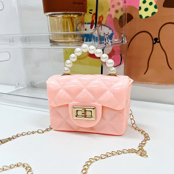 Wholesale PU Children's Pearl Pearl Hand-held Single Shoulder Crossbody Chain Bag JDC-SD-QiSheng006