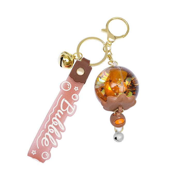 Wholesale Acrylic Oil-filled Wind Chime Quicksand Floating Doll Keychain JDC-KC-Benxin024