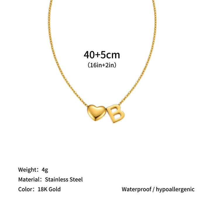 Wholesale Clavicle chain jewelry accessory 26 letter heart pendant titanium steel necklace
