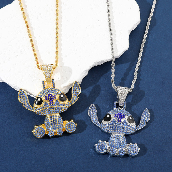 Wholesale Cute cartoon necklace made of alloy and inlaid with zircon