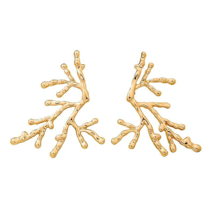 Wholesale Metal Red Coral Branch Women's Earrings Fashionable Pat Fun Earrings