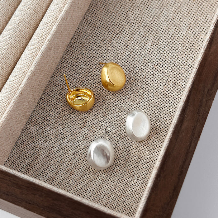 Wholesale Small golden bean earrings,  irregular round earrings