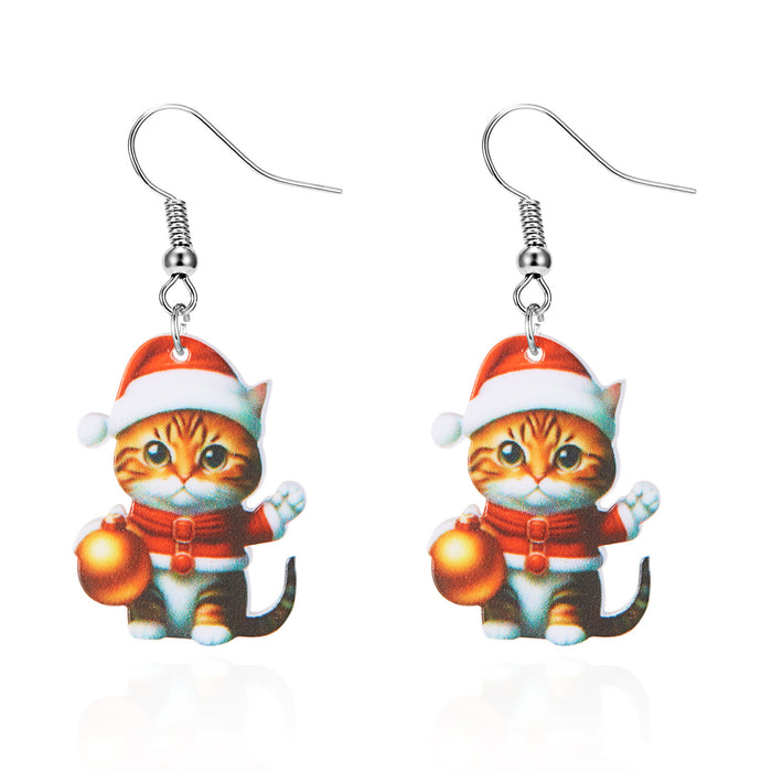 Wholesale small animals cute black and white cat acrylic simulation earrings earrings funny