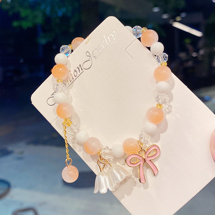 Wholesale Lily of the Valley Bow Glass Electroplated Bracelet