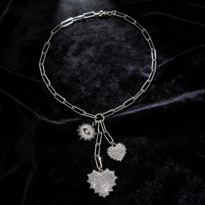 Wholesale Sweater chain heart-shaped Cuban tassel necklace