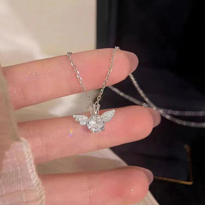 Wholesale Titanium steel necklace, pendant chain, high-end feel, light luxury, niche zircon collarbone chain accessory