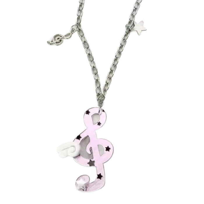Wholesale Acrylic Musical Note Necklace One-Winged Angel Fashion Jewelry Accessory