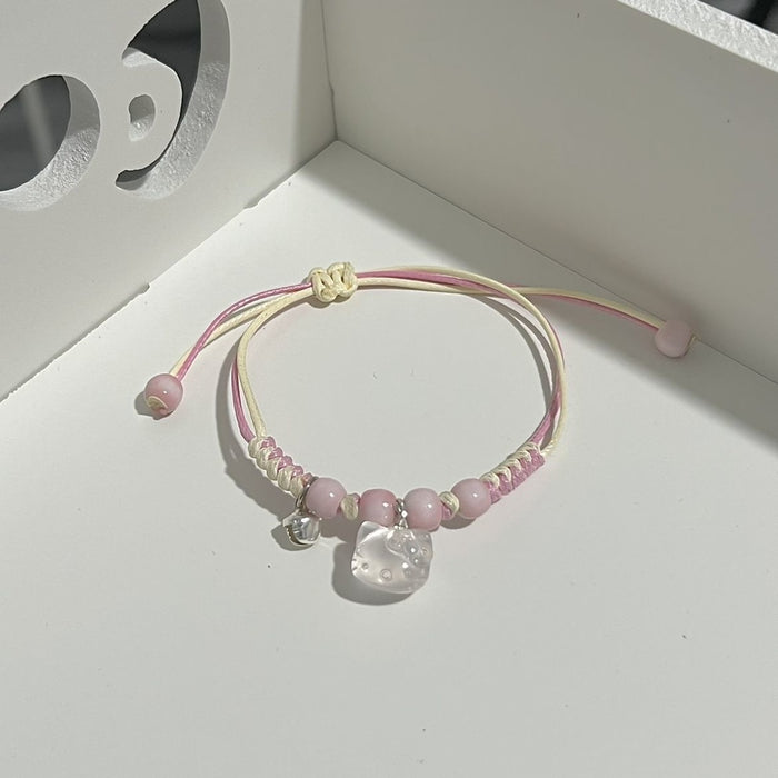 Wholesale Hand woven pink string bracelet, niche and cute