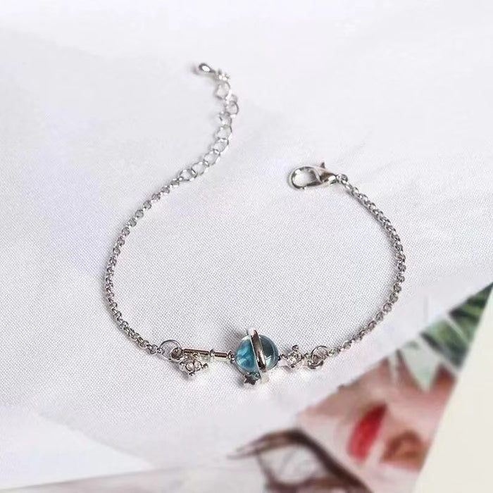 Wholesale Dreamy starry sky colorful planet pink cat' s eye bracelet