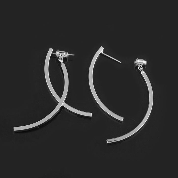 Wholesale coil ear clip metal glossy cross stud earrings Silver Needle