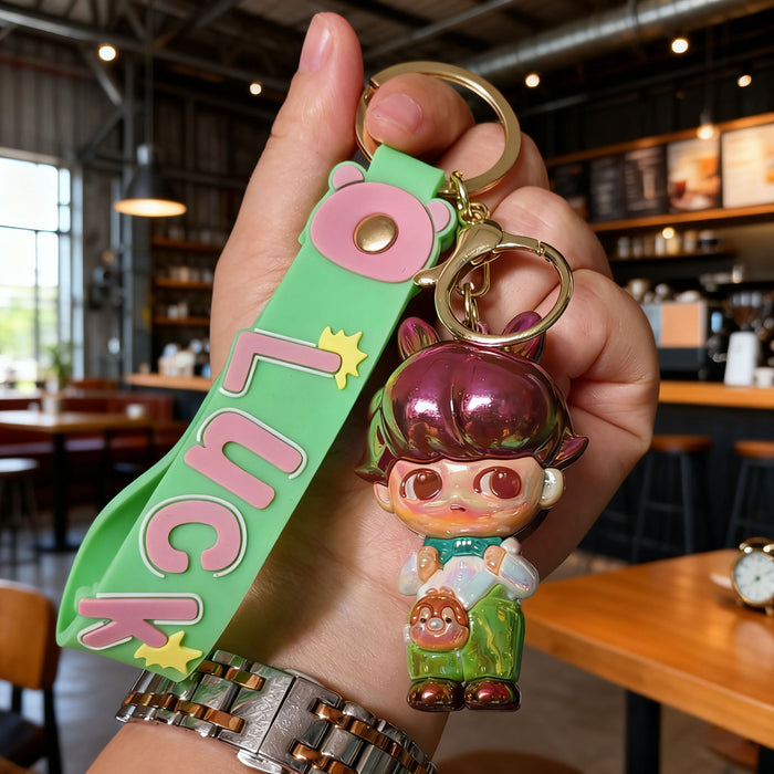 Wholesale Cute electroplated cartoon colorful keychains for couples