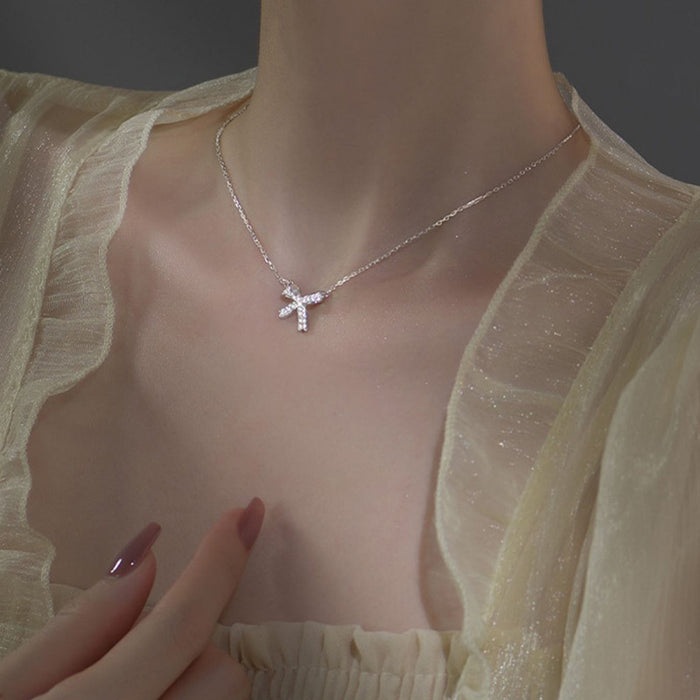Wholesale Bow necklace, light luxury, niche design, collarbone chain, necklace temperament