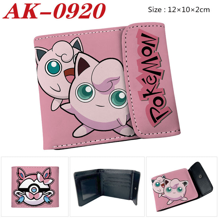 Wholesale Cute PU leather short bifold cartoon wallet with snap closure