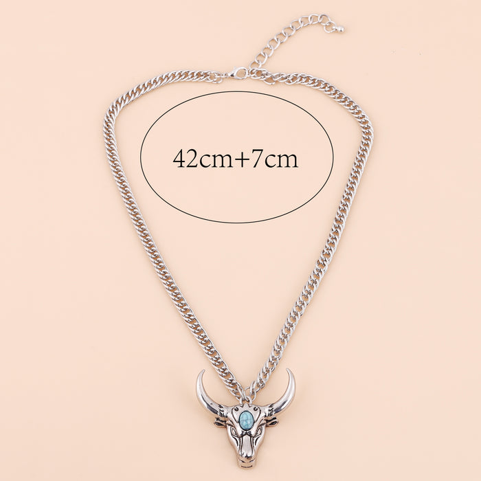 Wholesale cow head pendant metal necklace source