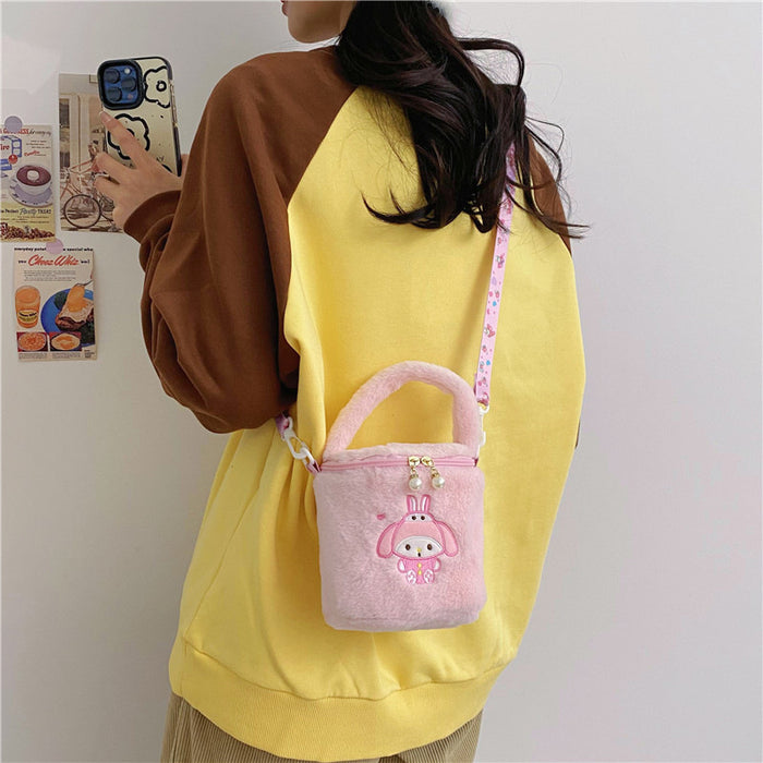 Wholesale Cartoon Plush Shoulder Strap Portable Crossbody Bag Clasp Doll Plush Bag Portable Bucket Bag