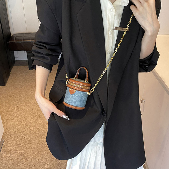 Wholesale New children's bag with contrasting colors, mini handbag, pocket money bucket bag, parent-child crossbody bag