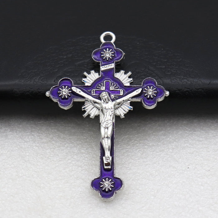 Wholesale Alloy Diamond DIY Cross Pendant Accessories JDC-DIY-ShuangN003