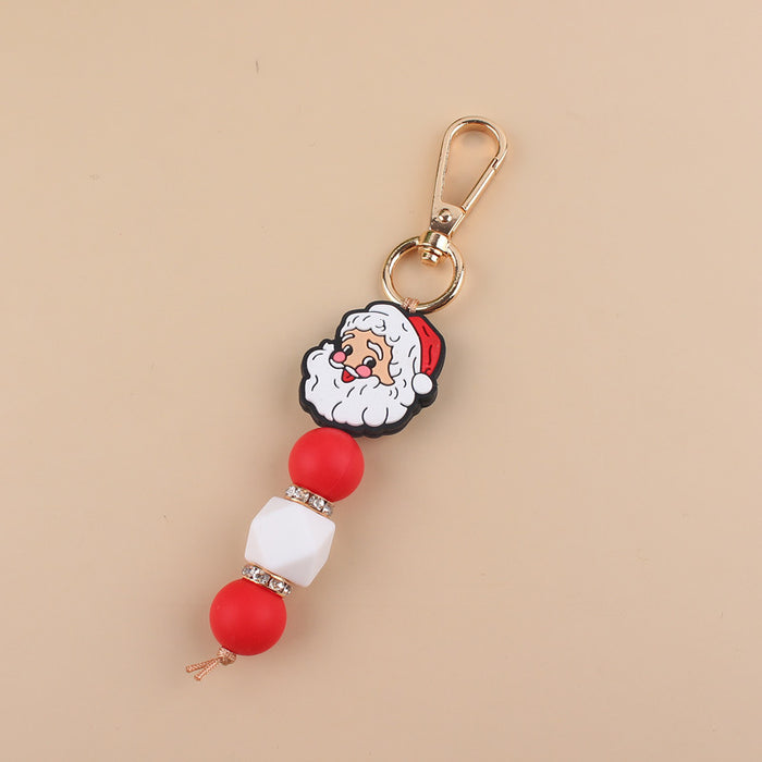 Wholesale Cartoon Christmas Handmade Silicone Beaded Keychain JDC-KC-GuangTian001