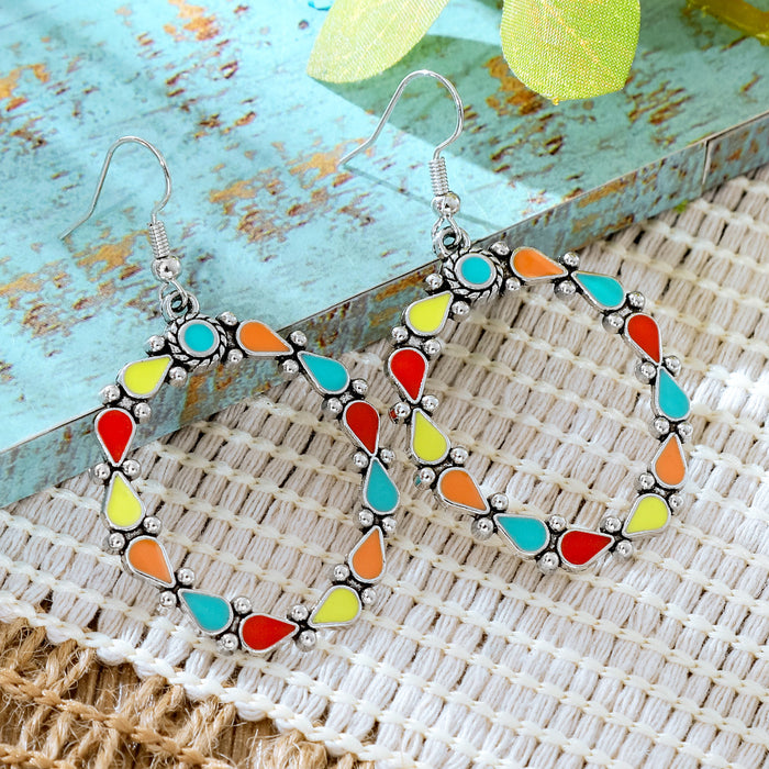Wholesale 2pcs Vintage Ethnic Style Turquoise Earrings Bohemian Jewelry