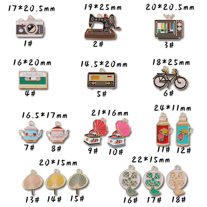 Wholesale 10pcs Nostalgic sewing machine twenty-eight Rod diy alloy oil earrings pendant key chain pendant jewelry accessories